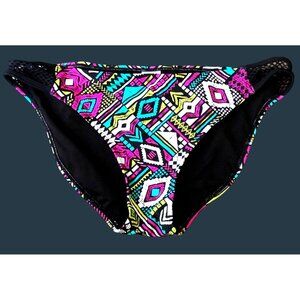 Xhilaration Womens Aztec Print Bikini Bottom XL Black/Multicolor